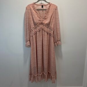 SHEIN Pink Long Sleeve Floral Dress